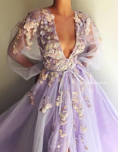 tulle long prom dress evening dress S679