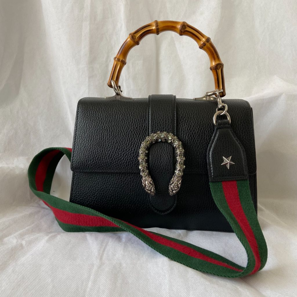 Gucci black Medium Dionysus bamboo top handle bag