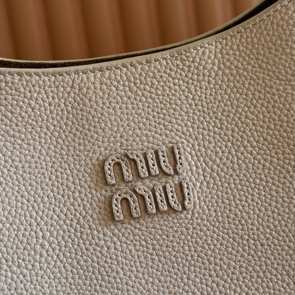 Miu Leather Bucket Bag 23cm Powder Pink Grain Cowhide