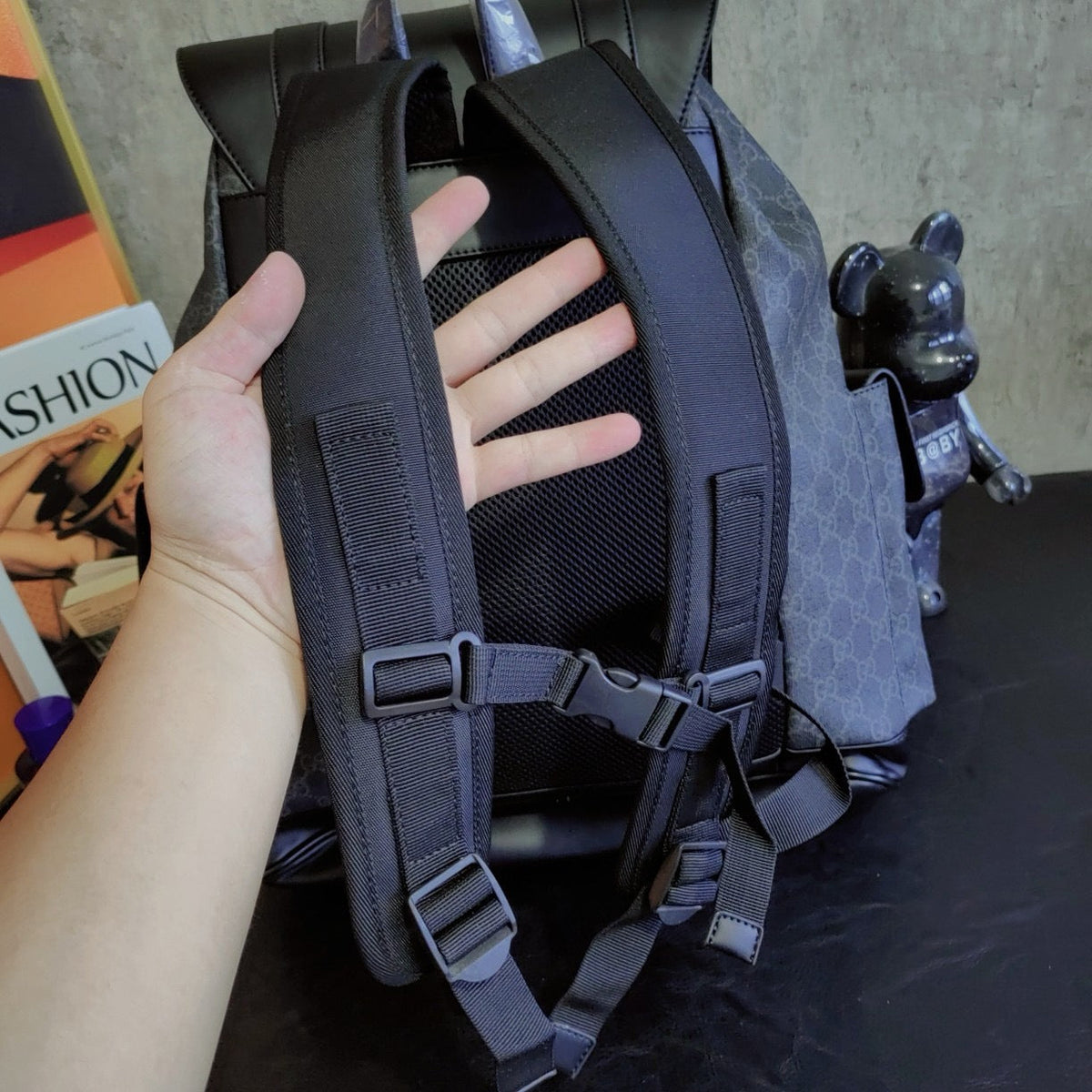 GUCCI GG BLACK BACKPACK