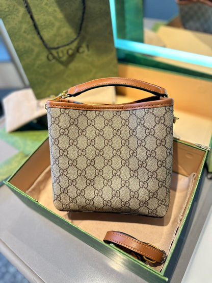 GUCCI GG Emblem mini bucket bag