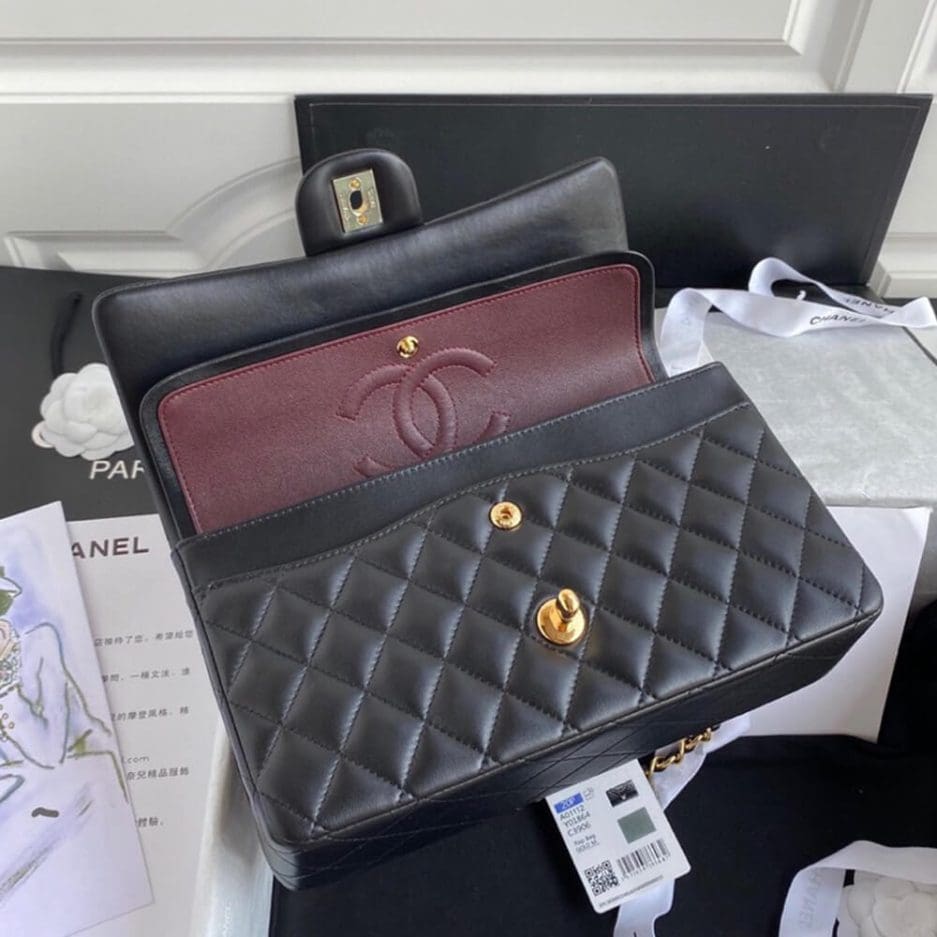 CHANEL CLASSIC HANDBAG Lambskin & Gold Metal