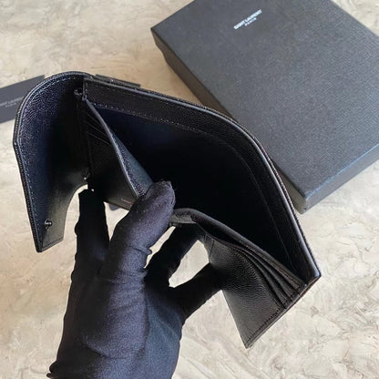 Saint Laurent Women’s Cassandre Matelasse Small Envelope Wallet in Grain De Poudre Embossed