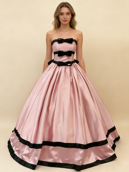 Sweet Prom Dress Strapless Pleated Ball Gown Quinceanera Dress Evening Dress    D3378