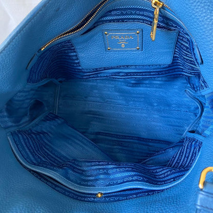 Prada Blue Leather Tote Bag