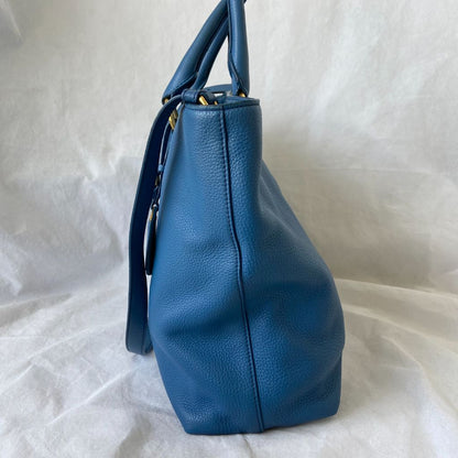 Prada Blue Leather Tote Bag