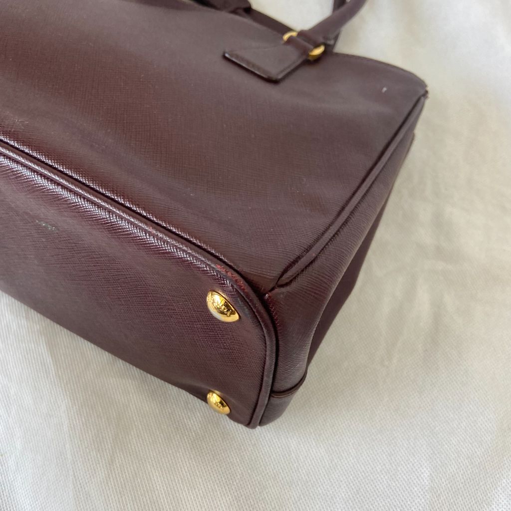 Prada Burgundy Saffiano Lux Leather Galleria Small Tote