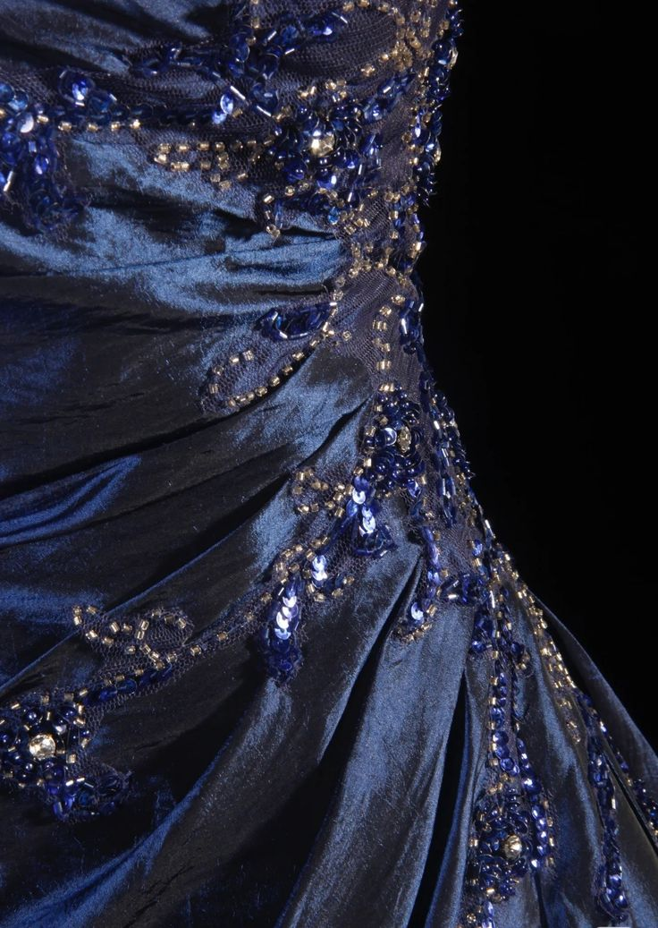 A-Line Navy Blue Strapless Satin Beading Vintage Long Party Dress Evening Dress, D790