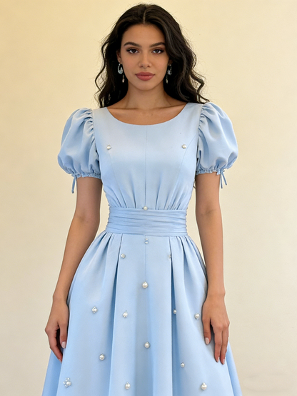 New Arrival Prom Dress A Line Crew Neck Pleated Gala Dress Formal Dress Evening Dress  D4592