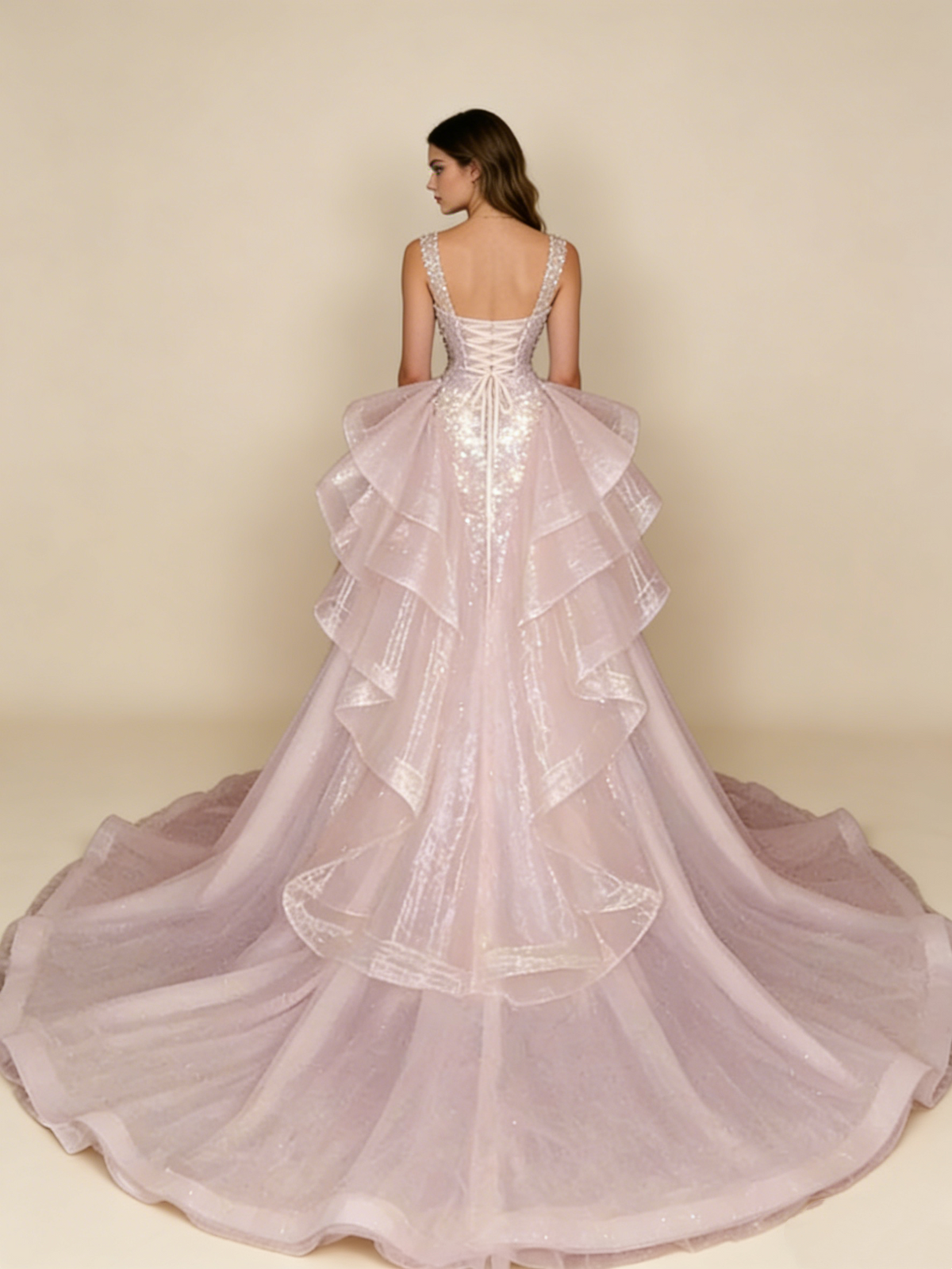 Gorgeous Pink Sequins Mermaid Beading Long Evening Dress Birthday Outfits, D803