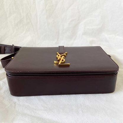 Saint Laurent Burgundy Leather Medium Monogram Université Flap Bag