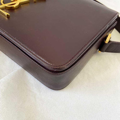 Saint Laurent Burgundy Leather Medium Monogram Université Flap Bag
