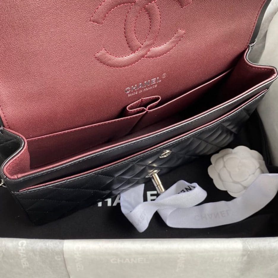 CHANEL CLASSIC HANDBAG Lambskin & Silver Metal