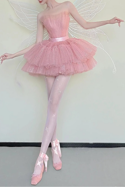 Charming Homecoming Dress Strapless Tulle Lace Short Prom Dress Back to School Outfits Party Dress  D6033