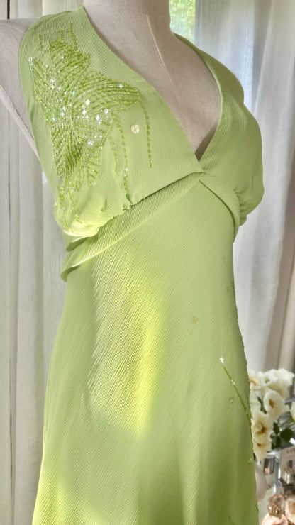 Charming Homecoming Dress Halter Beaded Backless Dress Back to School Outfits Party Dress  D6434
