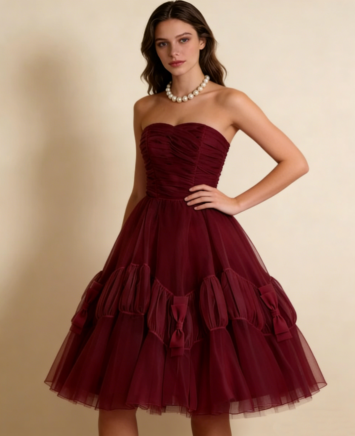 vintage pink tulle 50's prom dress Evening Dress Birthday Party Dress M6032