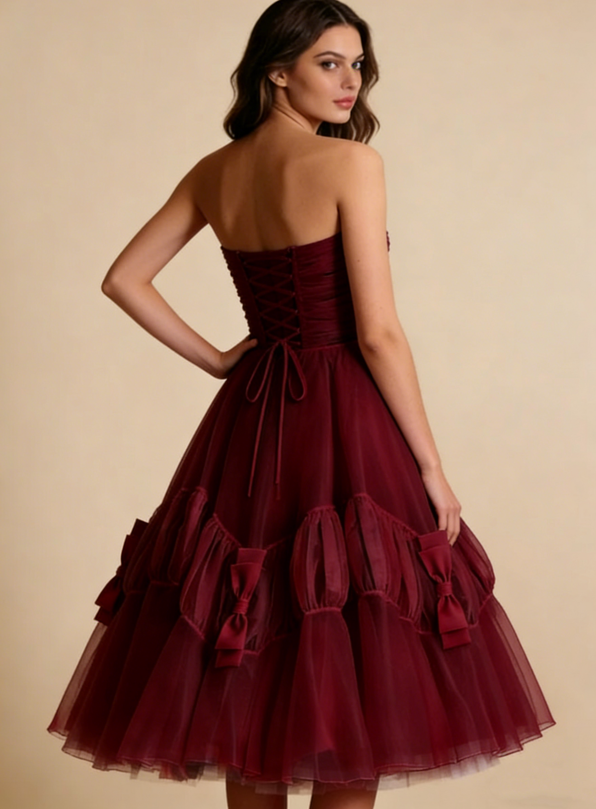 vintage pink tulle 50's prom dress Evening Dress Birthday Party Dress M6032