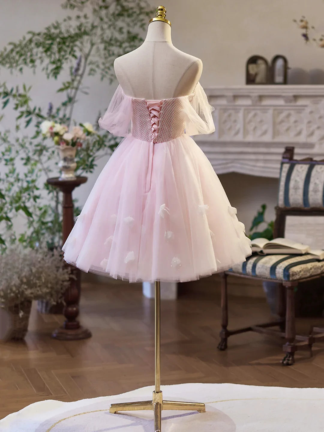 Beauty Homecoming Dress Off Shoulder Tulle  Short Prom Dress Birthday Party Outfits Cocktail Dress  D6028