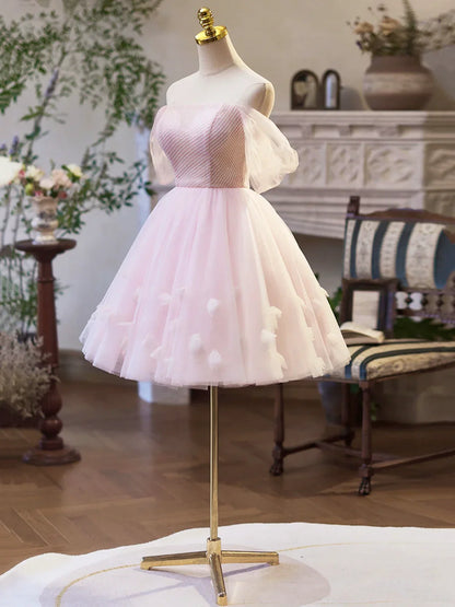 Beauty Homecoming Dress Off Shoulder Tulle  Short Prom Dress Birthday Party Outfits Cocktail Dress  D6028