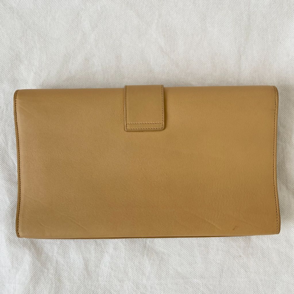 Yves Saint Laurent Nude Calfskin Leather Ligne Y Clutch Bag